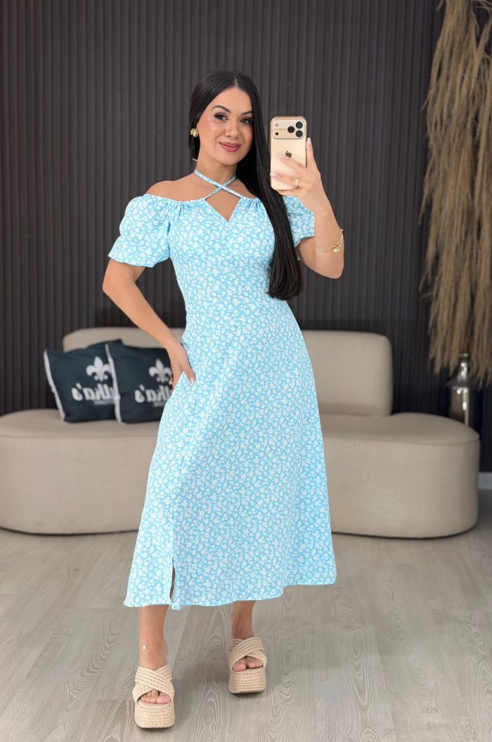 vestido flora azul com branco 1722 vestido flora azul com branco 1722