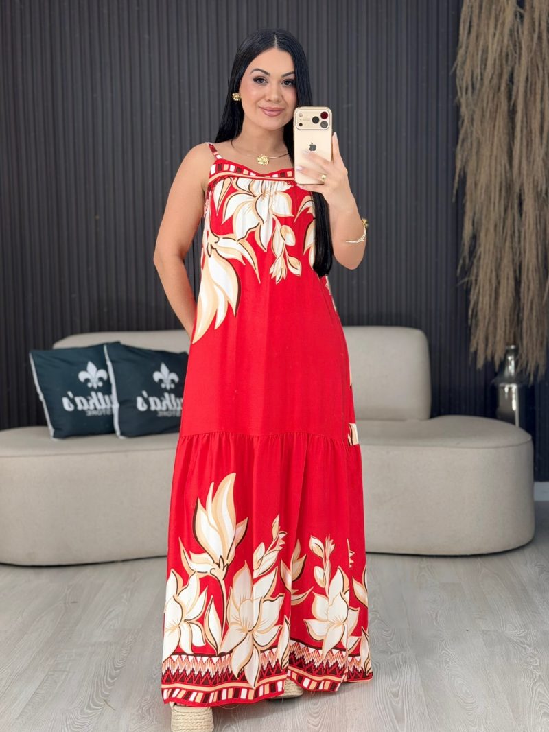 vestido longo alcinha vermelho 1774