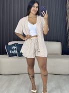 conjunto kimono listra fina branco com nude 1801