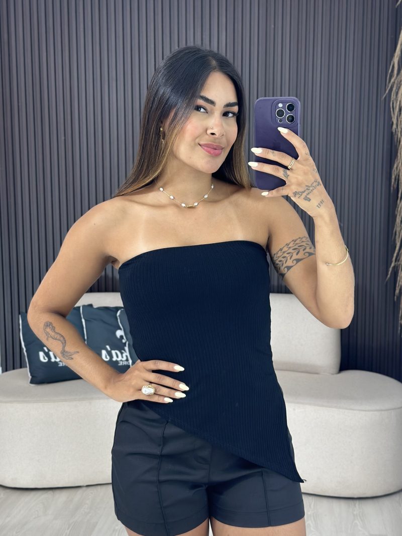 bata tomara que caia com barra assimétrica preta 4026