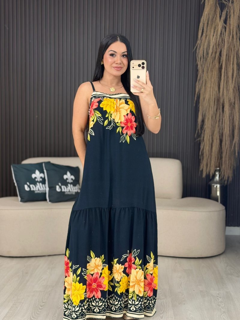 vestido longo alcinha preto 1773