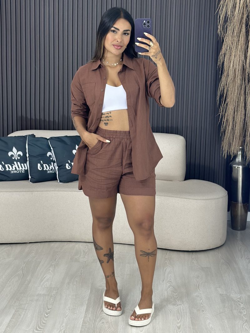 conjunto linho maitê marrom 6070