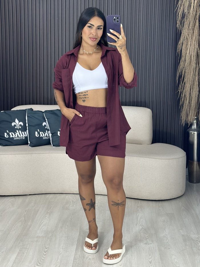 conjunto linho maitê marsala 6072