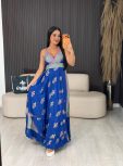 vestido tipo Índia azul escuro e verde 6079