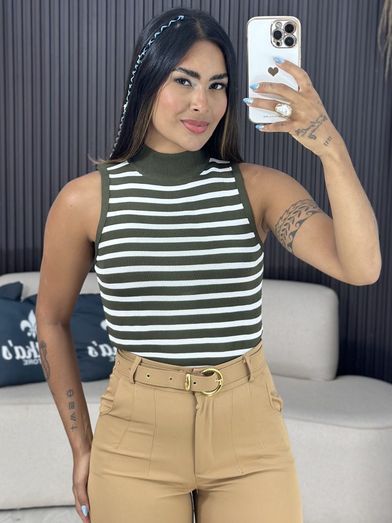 regata listrada verde e branco 6191