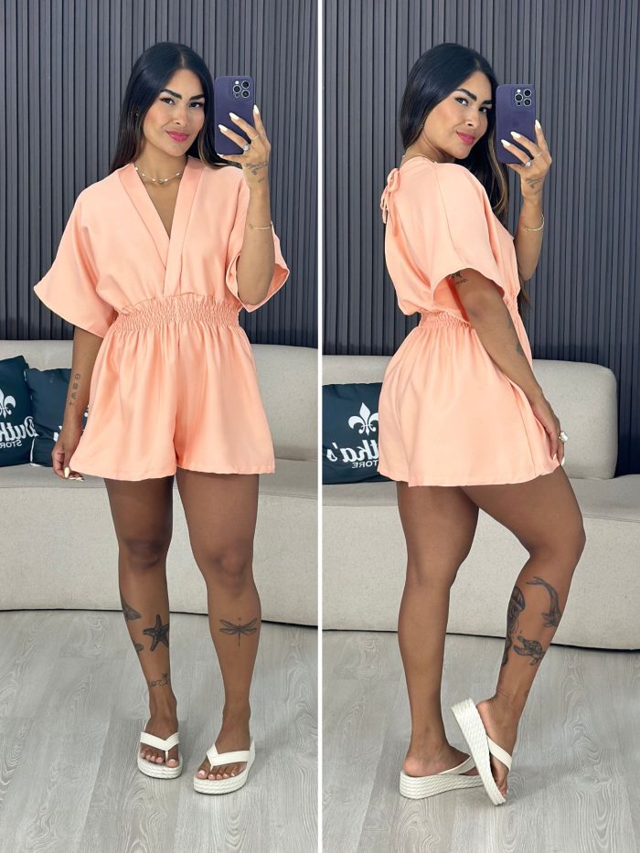 macaquinho estilo kimono salmão 6003 macaquinho estilo kimono salmão 6003