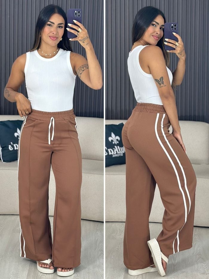 calça listrada vermelho com branco 6150