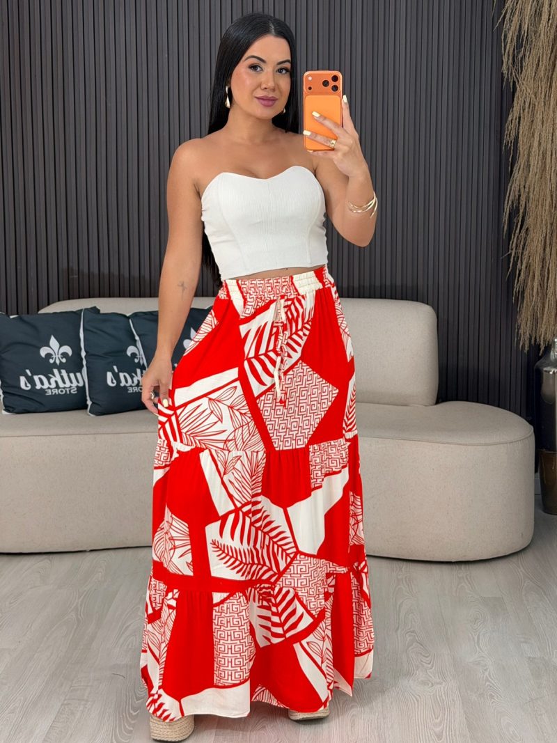 saia três marias floral azul e vermelho 6099