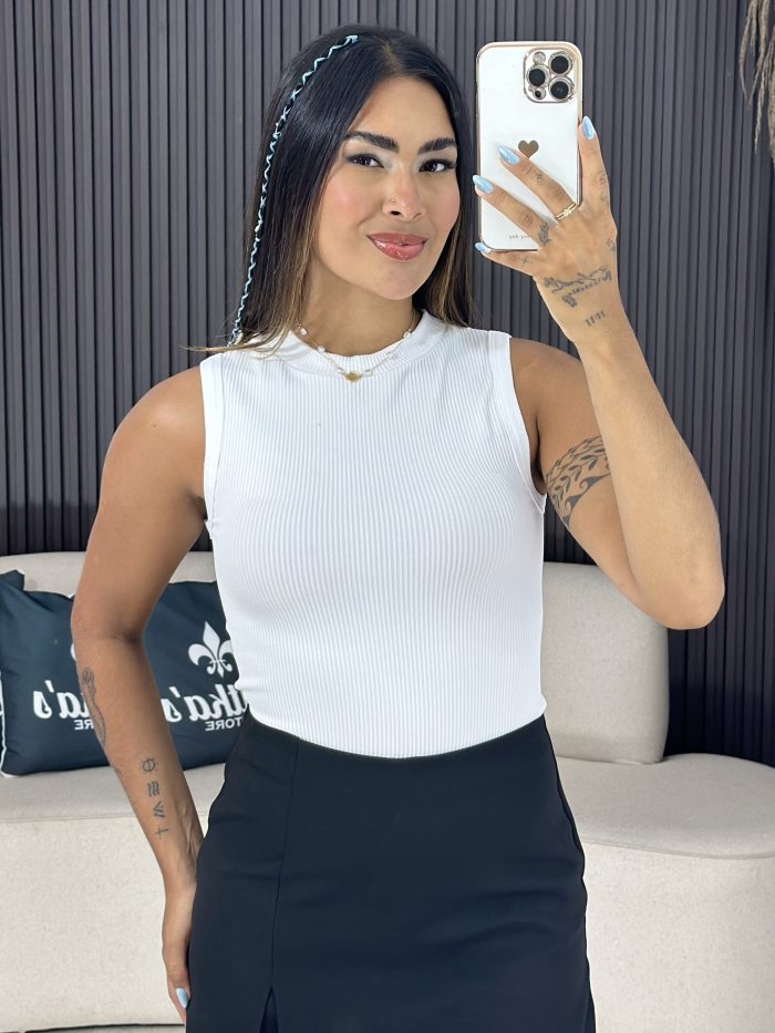 cropped regata canela branca 6184