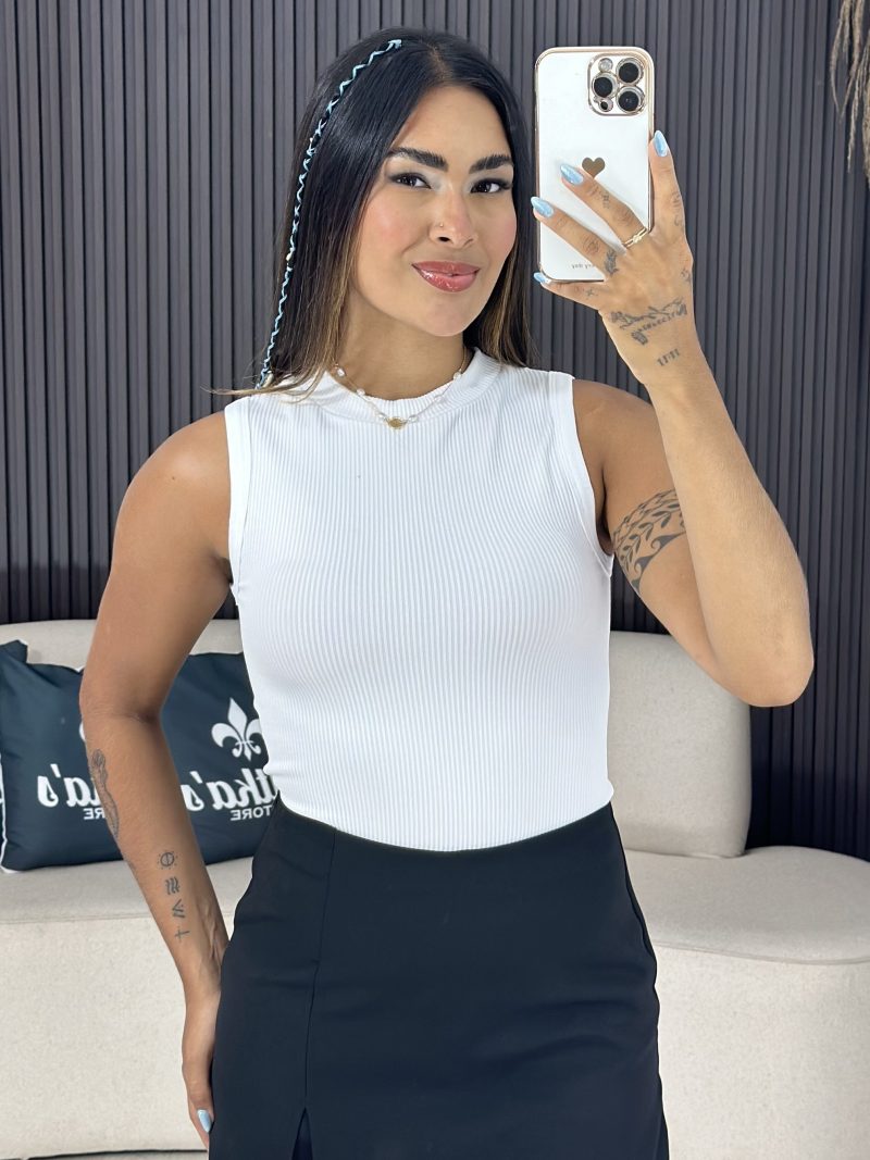 cropped regata canela branca 6184