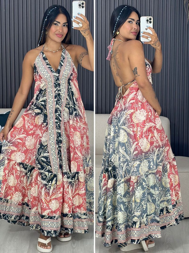 vestido indiano airon estampa ornamental 6126