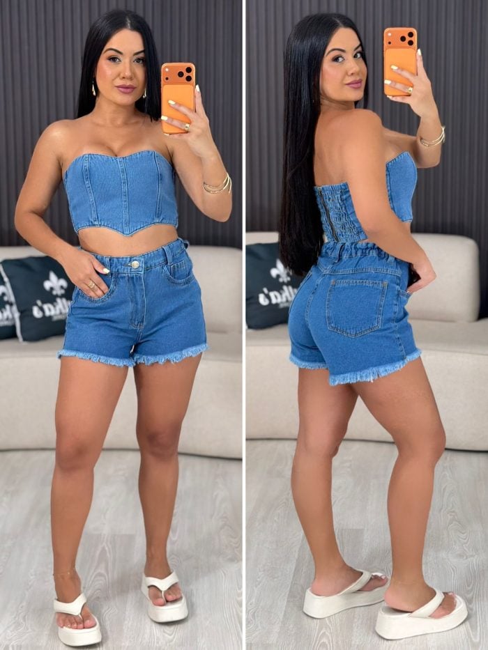 shorts saia jeans estonado claro 6050