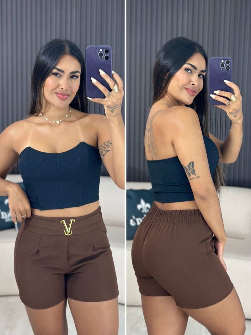 shorts alfaiataria victória marrom 6053