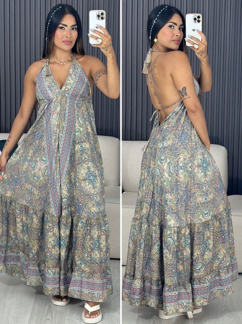 vestido indiano airon estampado 6128