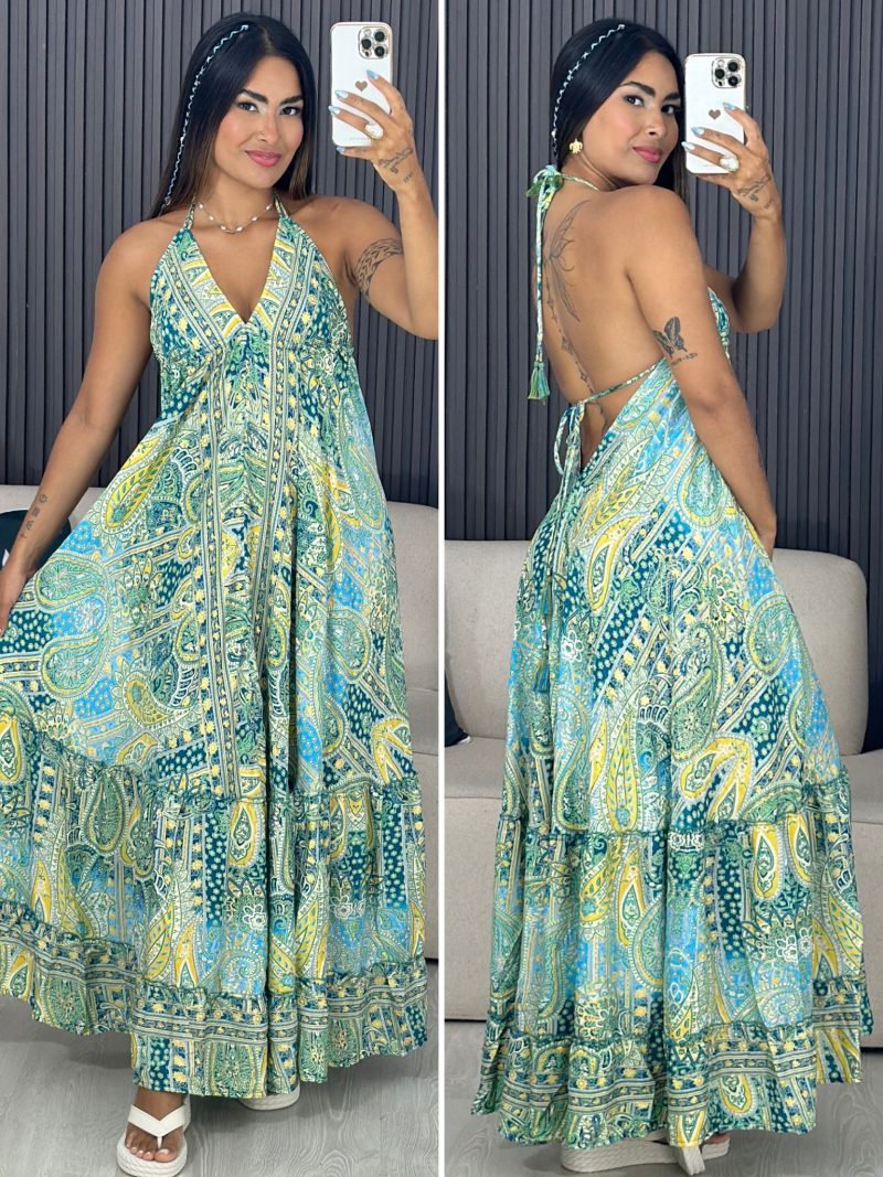 vestido indiano airon verde 6127