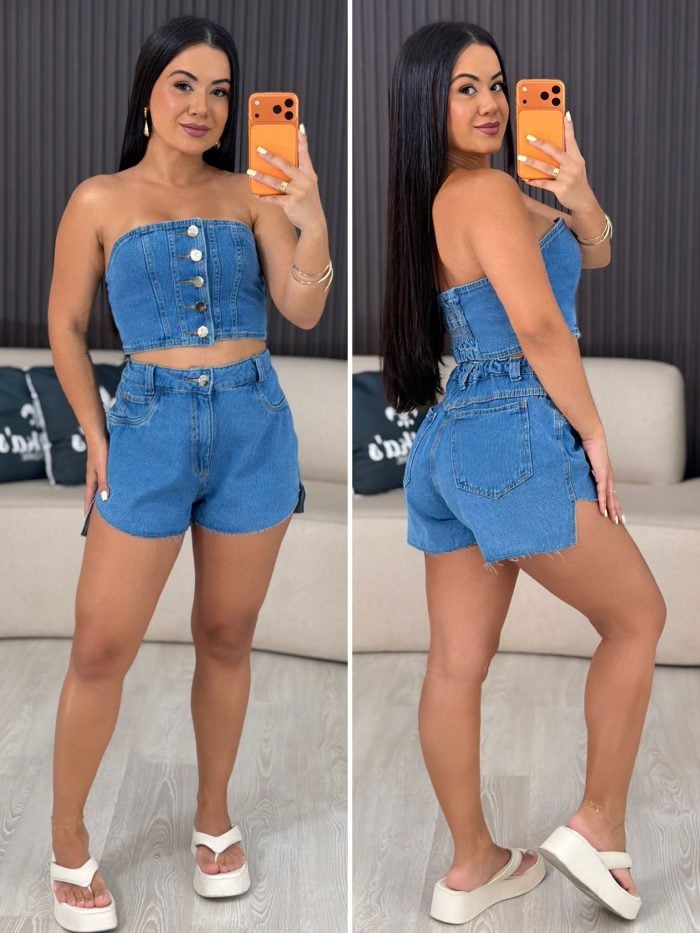 shorts saia jeans estonado claro 6050