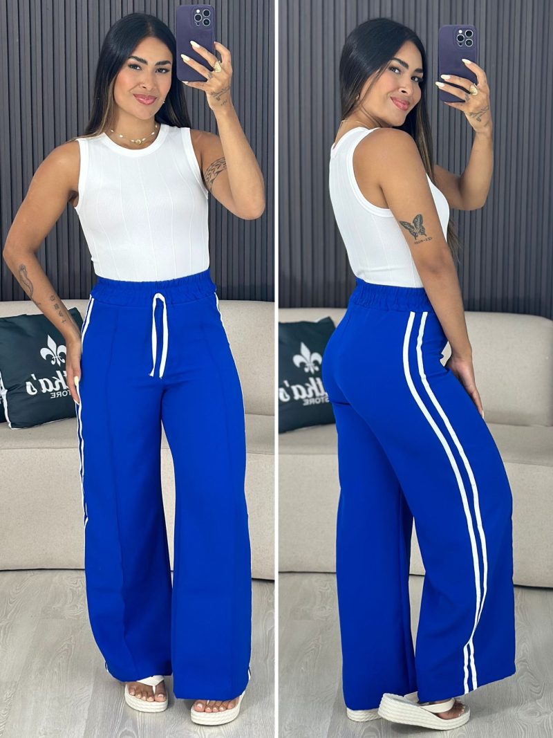 calça listrada vermelho com branco 6150