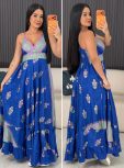 vestido tipo Índia azul escuro e verde 6079