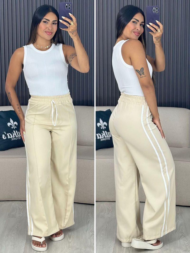 calça listrada vermelho com branco 6150