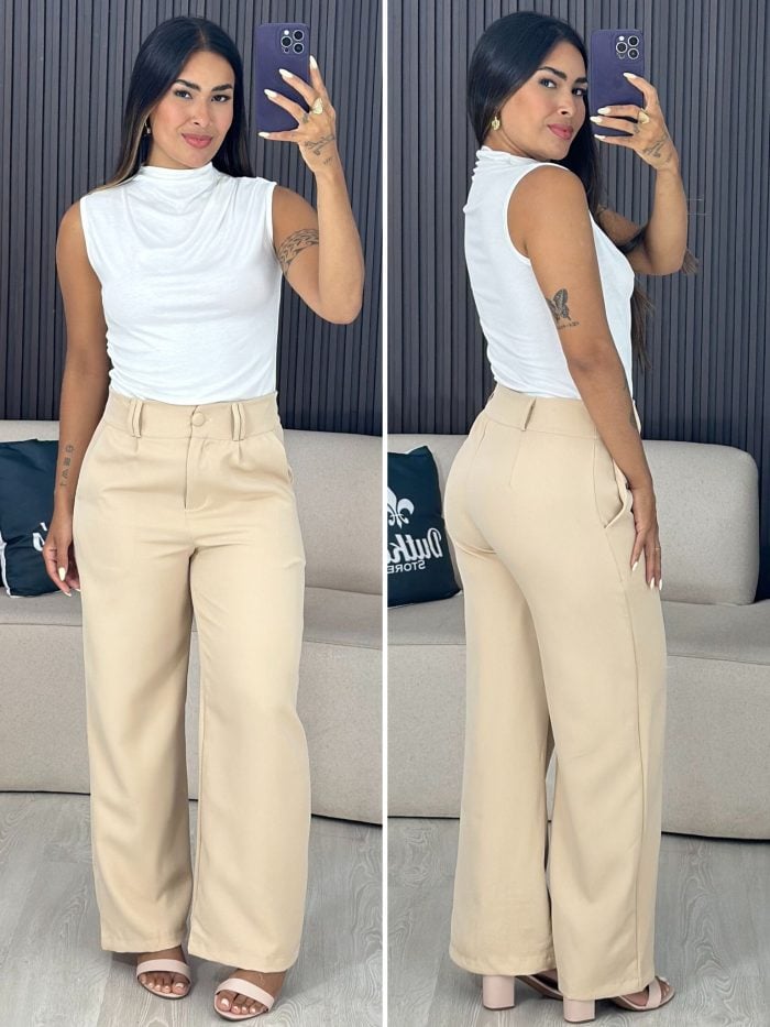 calça alfaiataria bege 6159