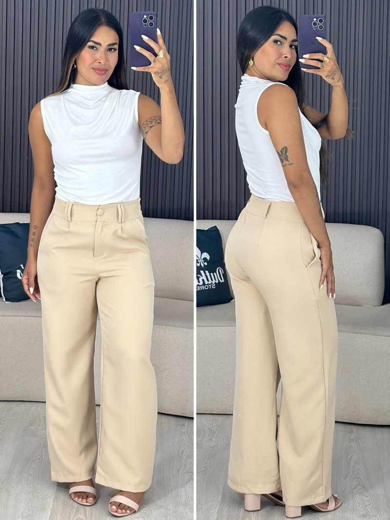 calça alfaiataria bege 6159
