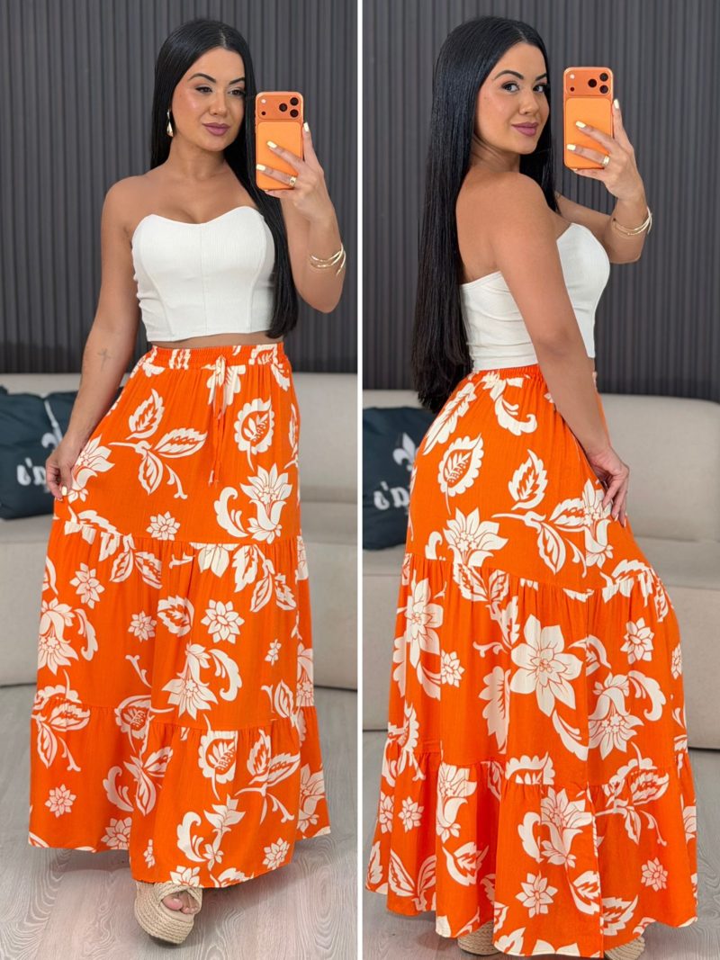 saia três marias tropical laranja com bege 6095