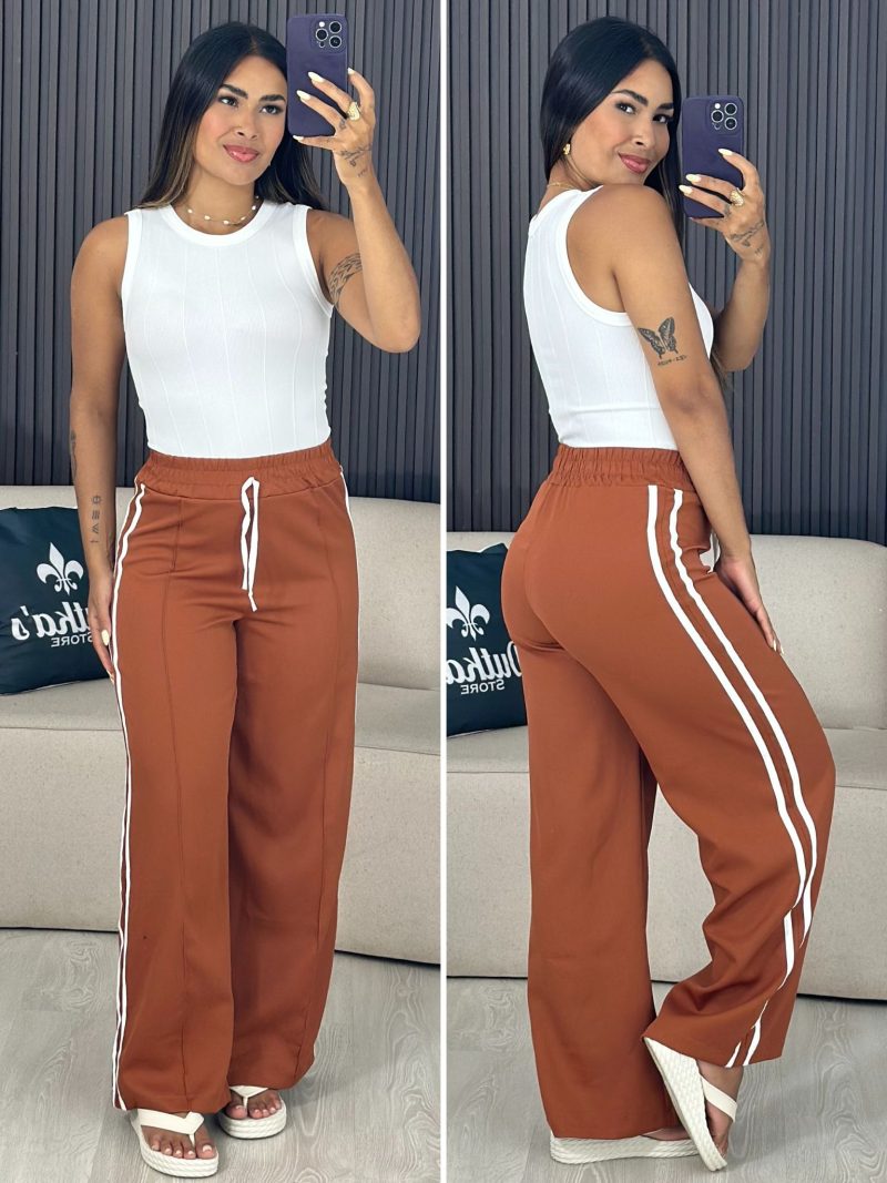 calça listrada vermelho com branco 6150