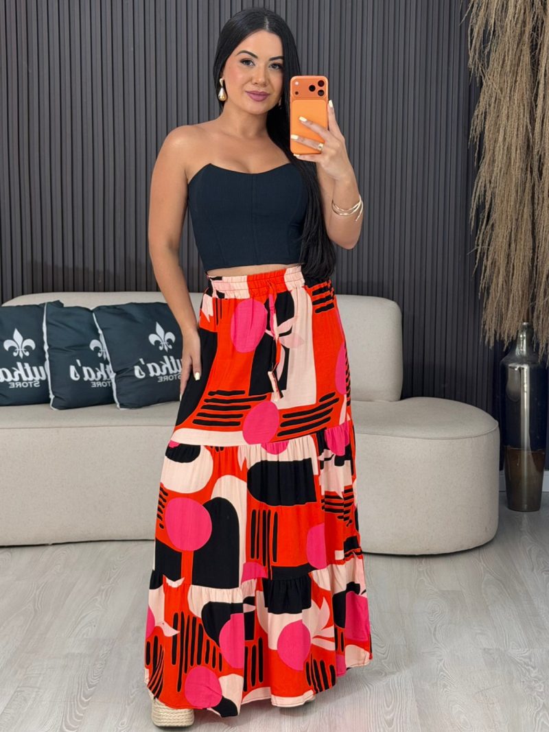 saia três marias floral azul e vermelho 6099