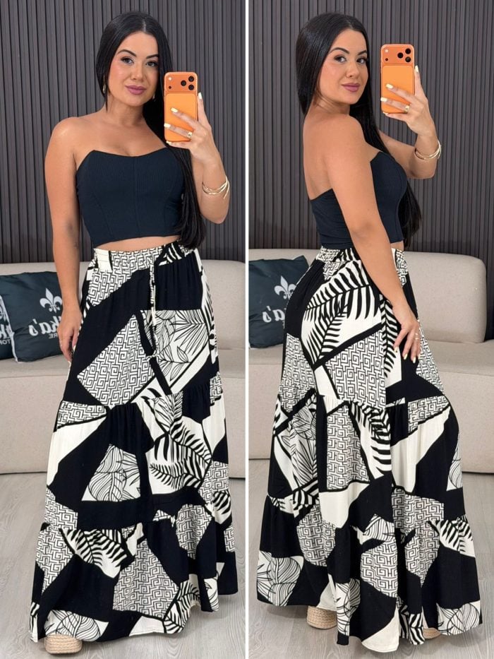 saia três marias preta e bege 6101 saia três marias preta e bege 6101