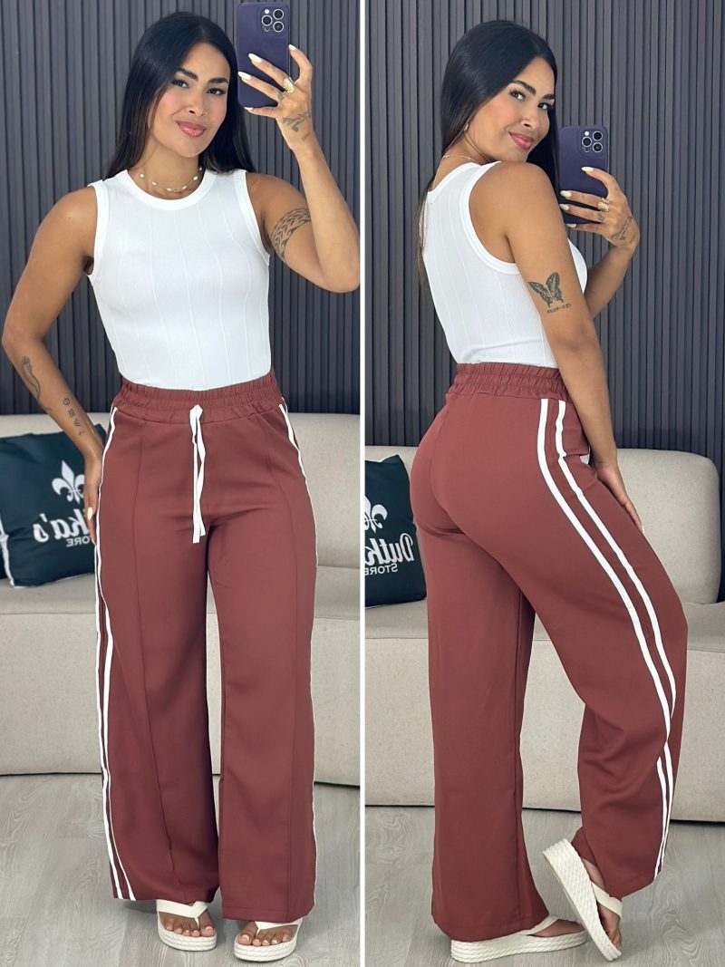 calça listrada vermelho com branco 6150