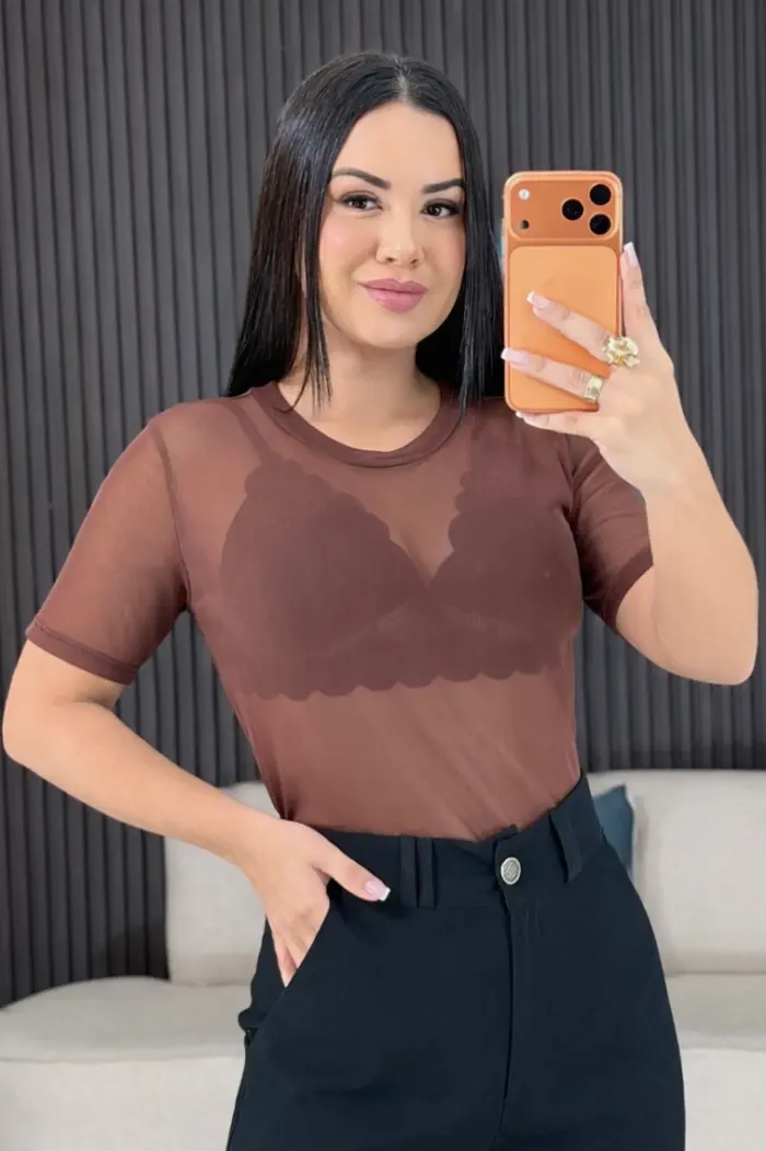 camisa de tule preto 6602
