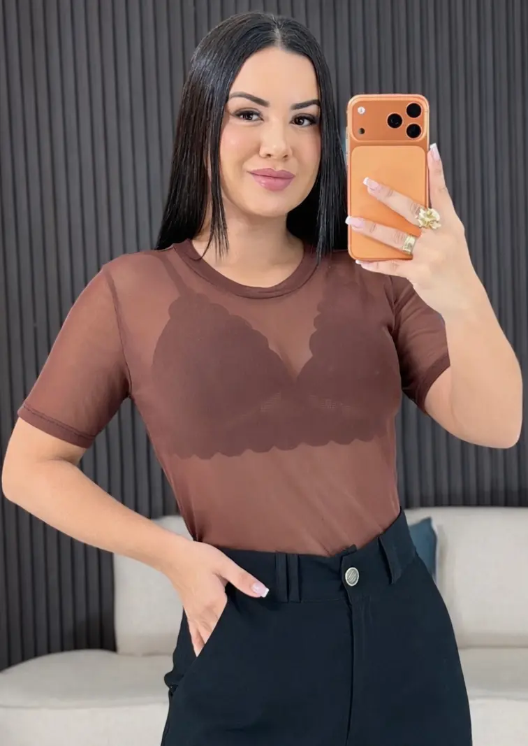 camisa de tule preto 6602