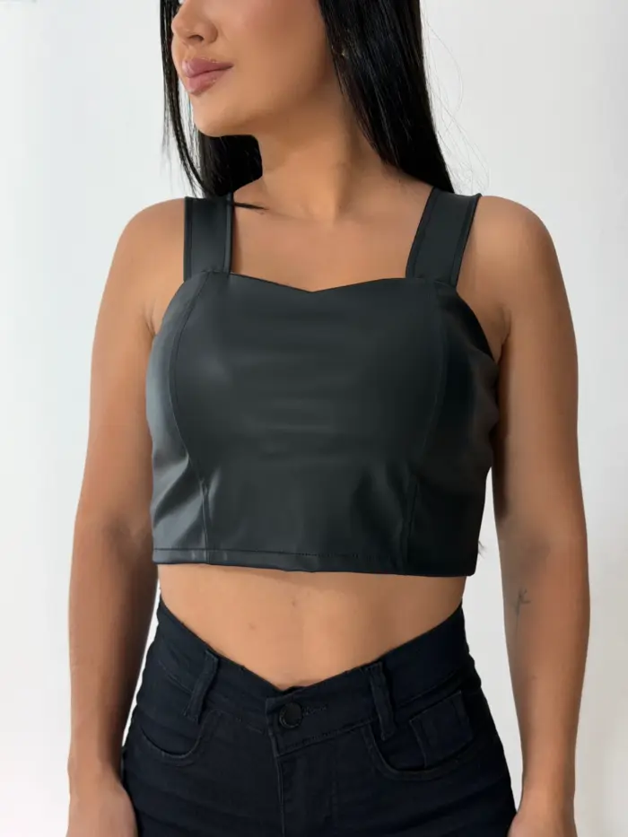 cropped de couro preto 6456 cropped de couro preto 6456