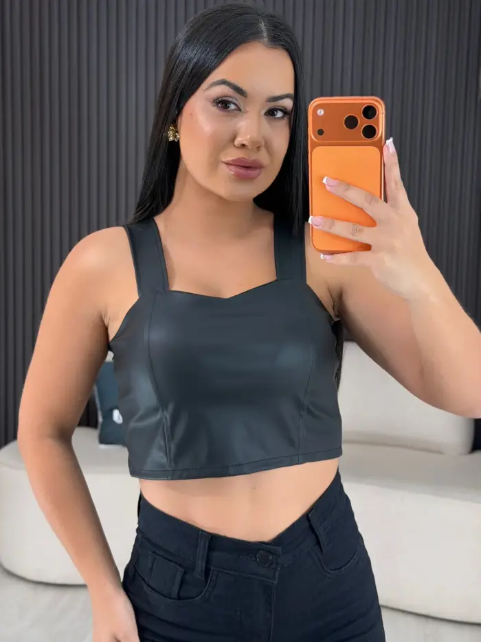 cropped de couro preto 6456 cropped de couro preto 6456