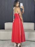 vestido longo elô bege com preto 6559