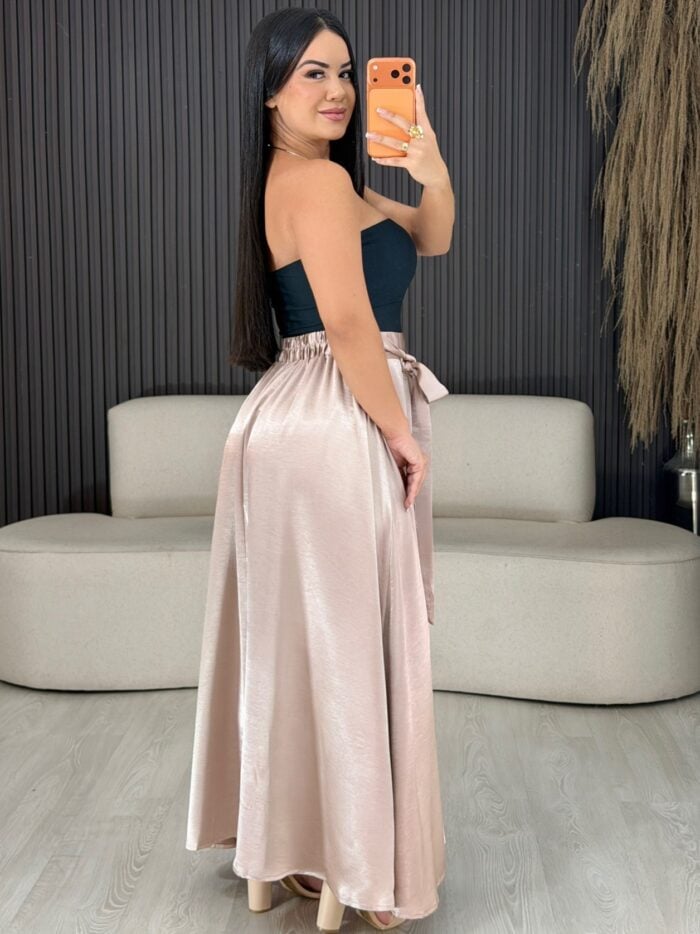 saia longa cetim rosê 6609 saia longa cetim rosê 6609