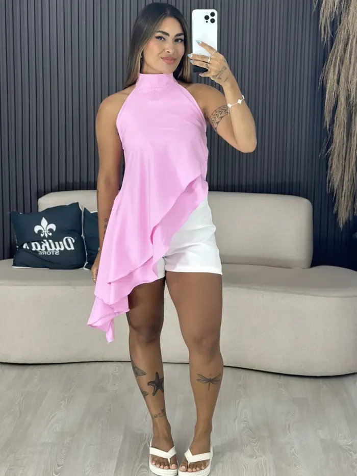 bata luiza assimetrica rosa 6359