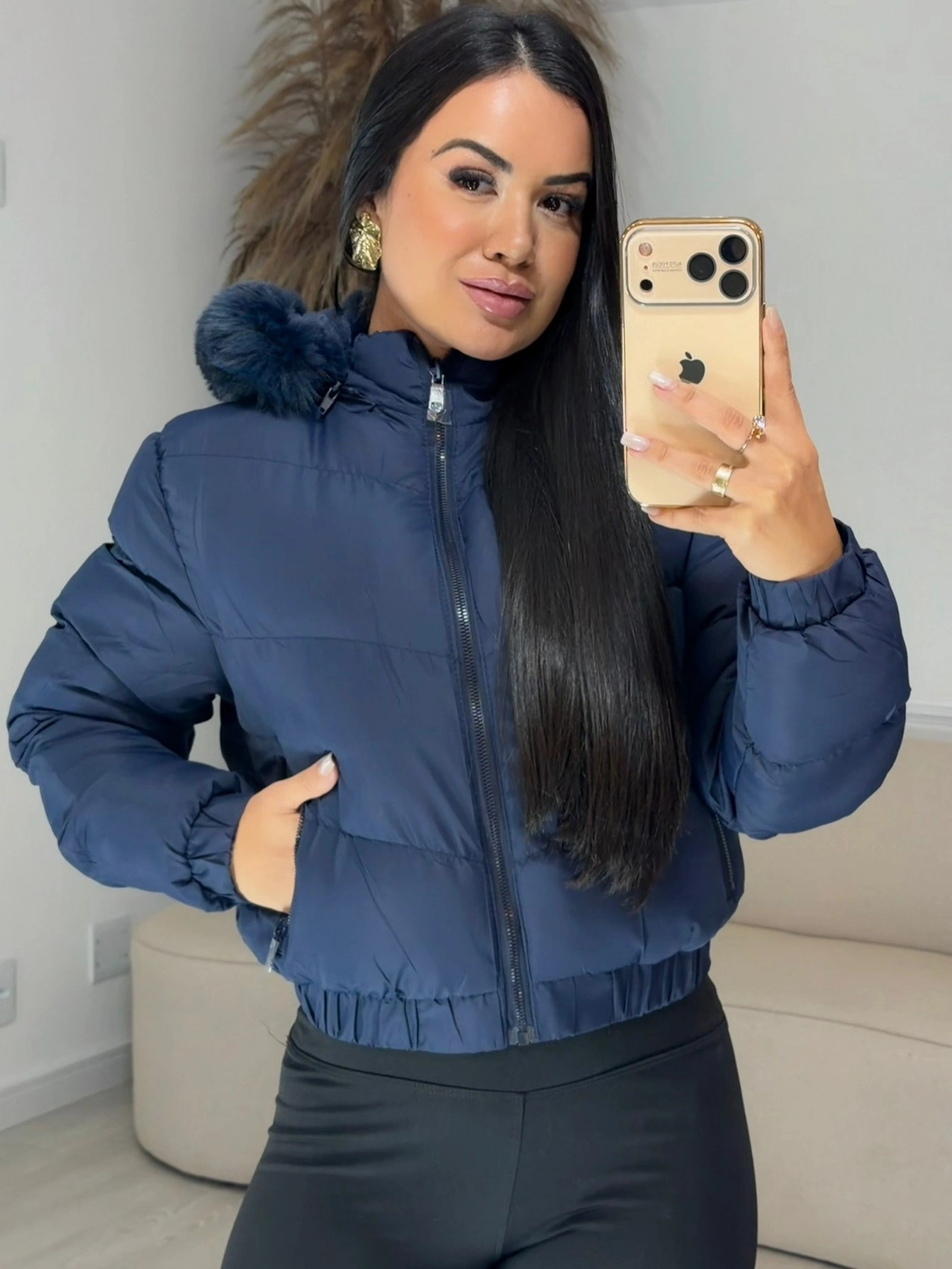puffer pelinho azul 6809
