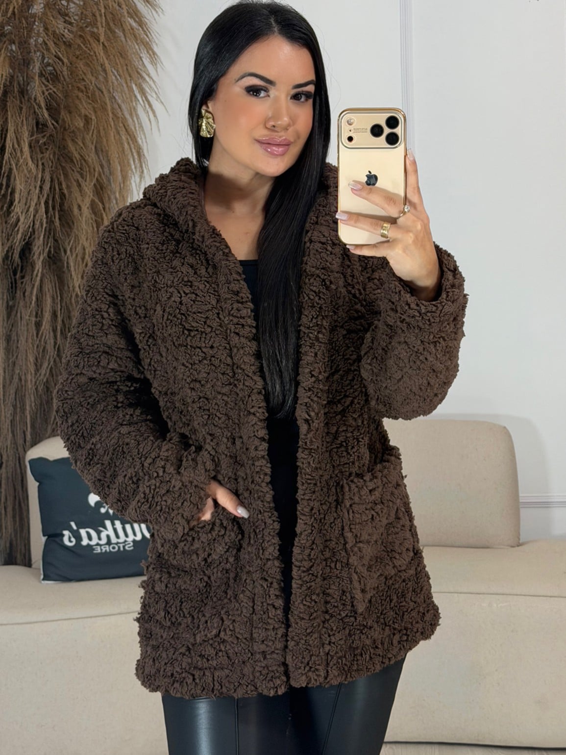 casaco teddy marrom 6800