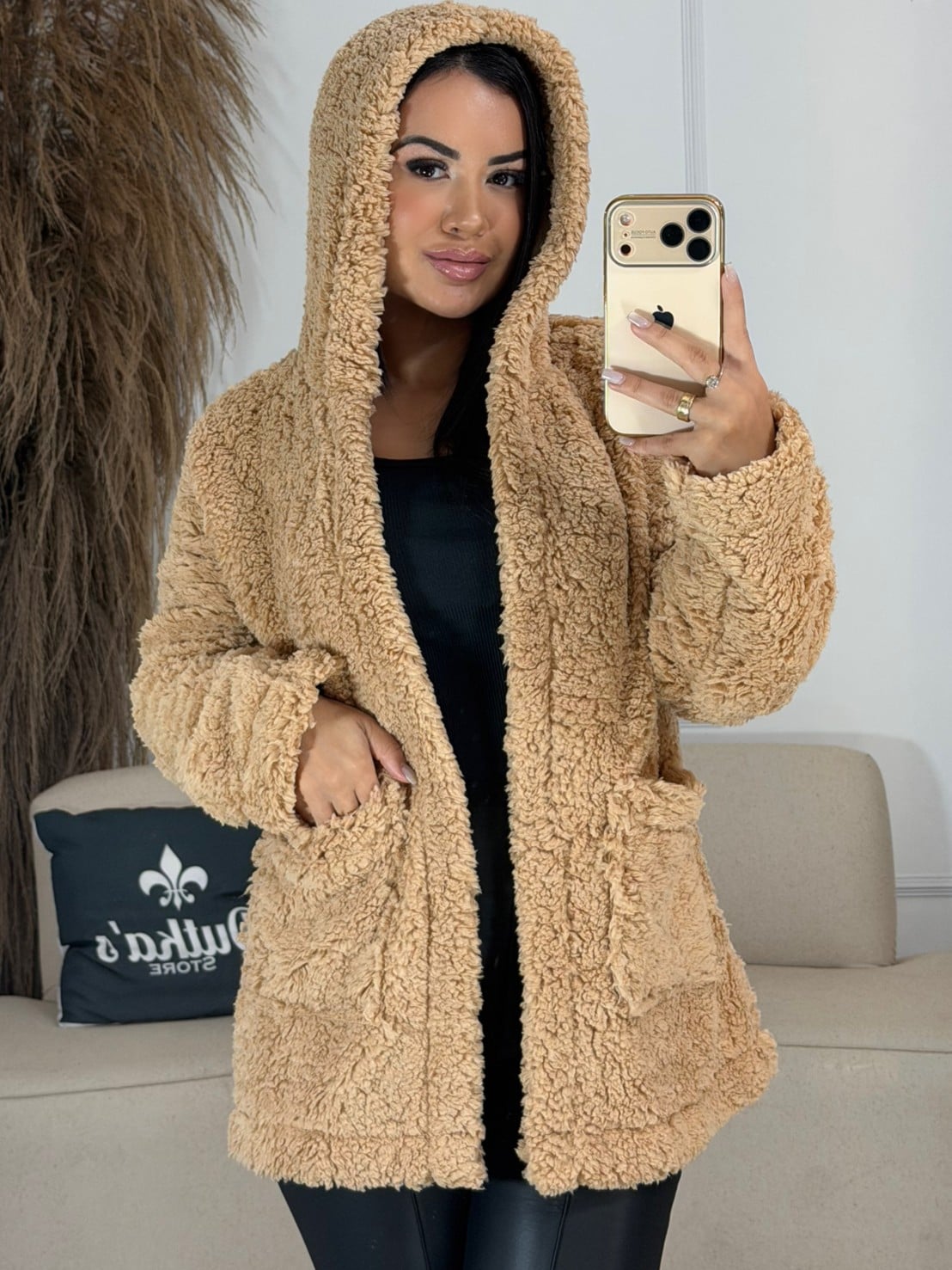casaco teddy marrom claro 6804 casaco teddy marrom claro 6804