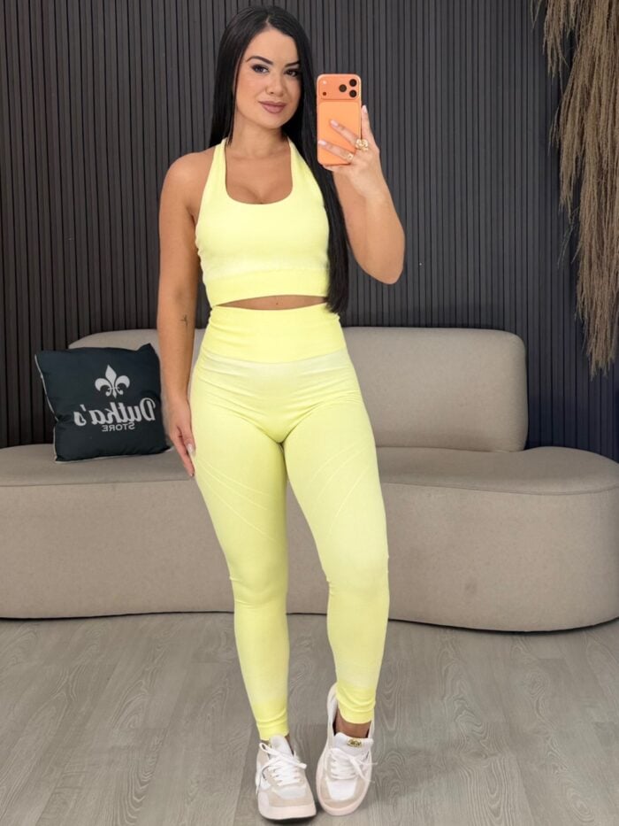 conjunto fit academia amarelo 6640