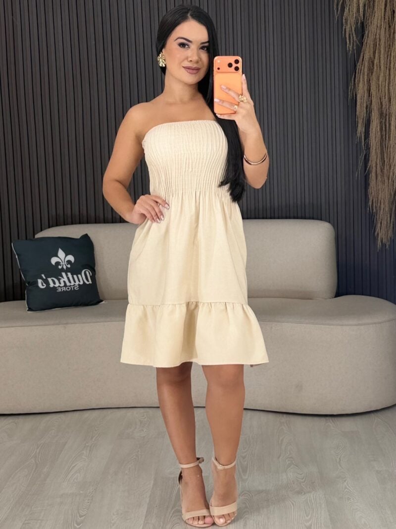 vestido olivia curto bege 6631