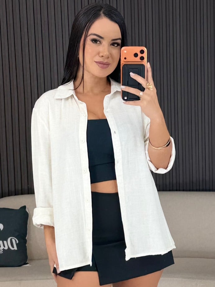 camisa linho azul 6656