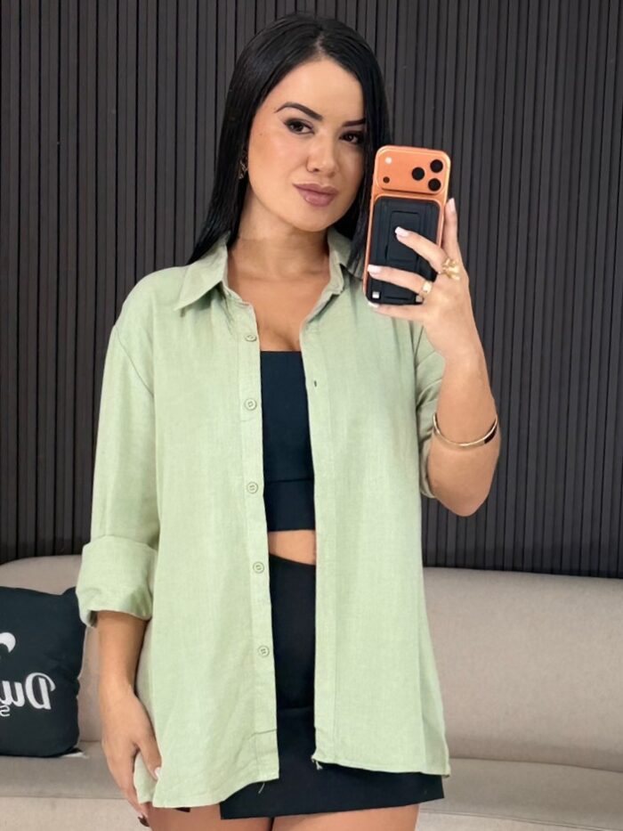 camisa linho azul 6656
