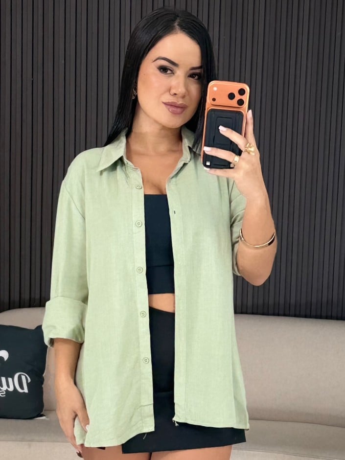 camisa linho azul 6656