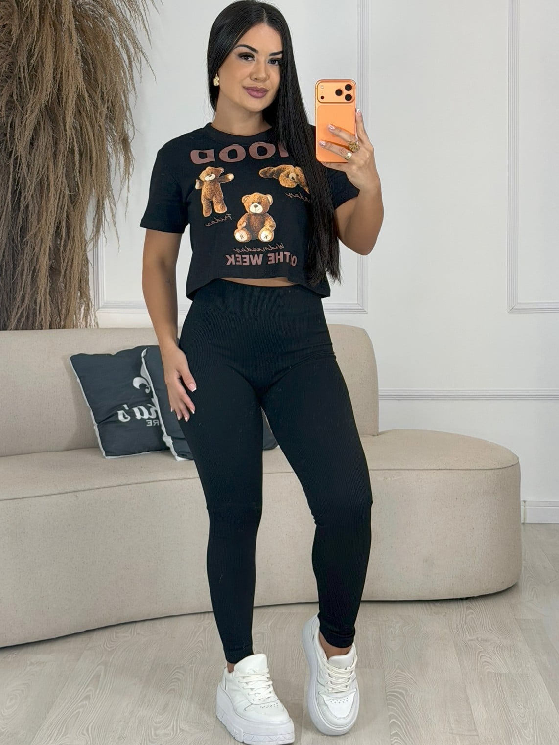 calça legging bege 6815