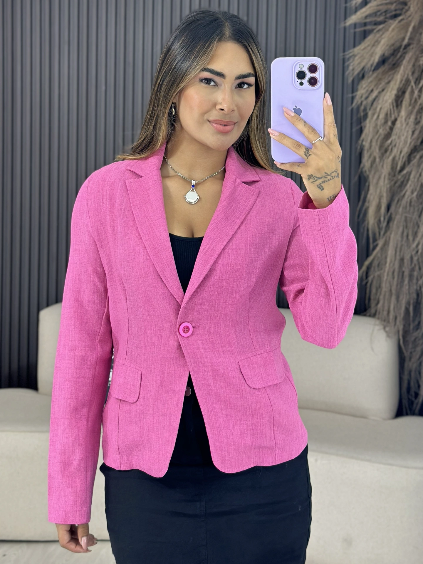 blazer linho sintético nude 6685