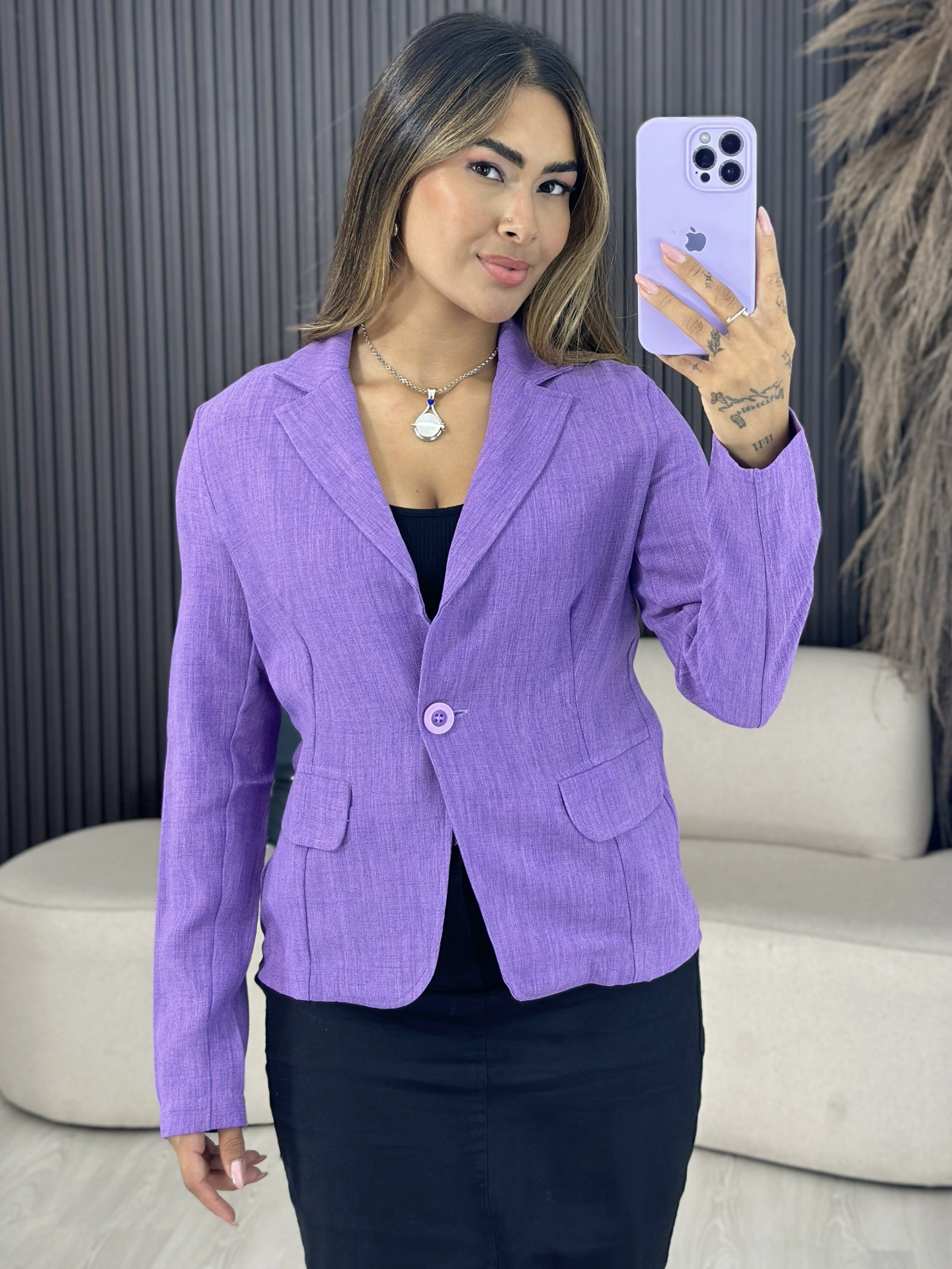 blazer linho sintético nude 6685
