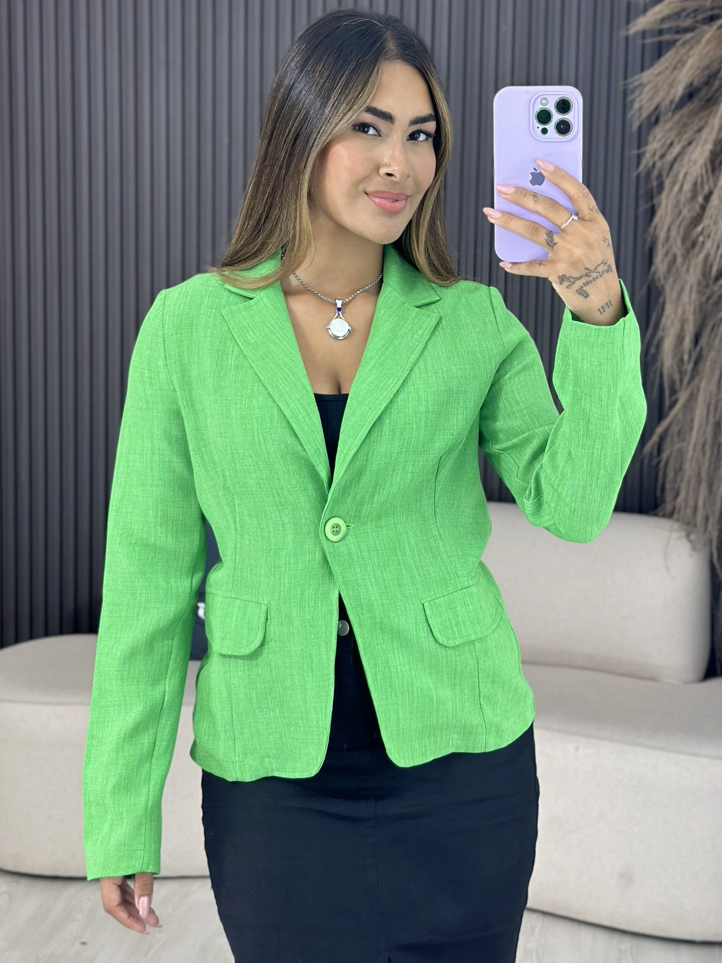 blazer linho sintético nude 6685