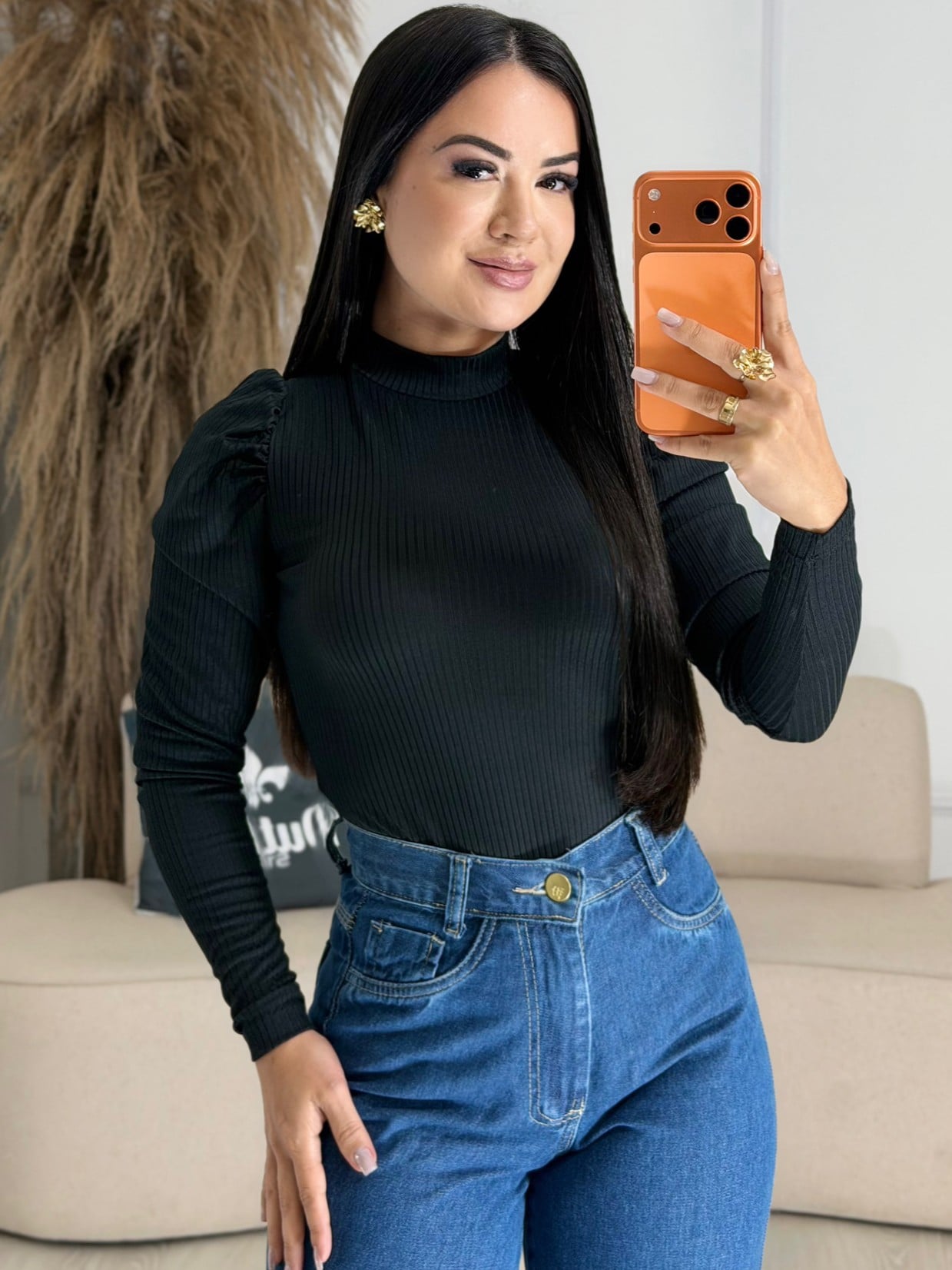 blusa canelada simples azul turquesa 6766